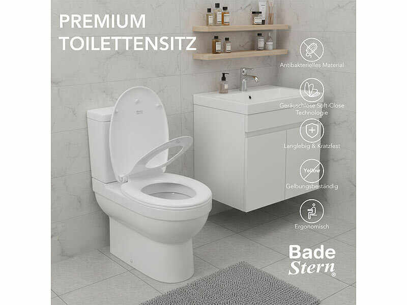 ; Antibakterielle WC-Sitze mit Absenkautomatik Antibakterielle WC-Sitze mit Absenkautomatik Antibakterielle WC-Sitze mit Absenkautomatik 