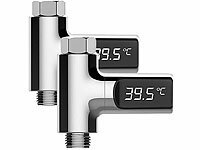 BadeStern 2er-Set Armatur-Thermometer, LED-Display 360° drehbar, 0-100 °C; Antibakterielle WC-Sitze mit Absenkautomatik 