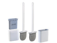 BadeStern 2er-Set WC-Silikonbürsten mit atmungsaktivem Bürstenhalter, weiß/grau; WC-Garnituren zu Bodenaufstellungen WC-Garnituren zu Bodenaufstellungen 